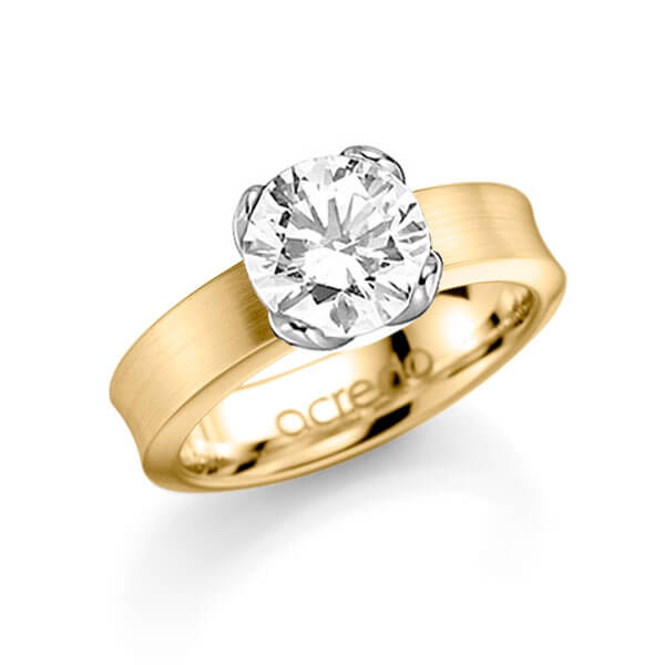 klassischer Trauring/Ehering in Gelbgold 585 mit 2 ct. Brillant tw, si von acredo