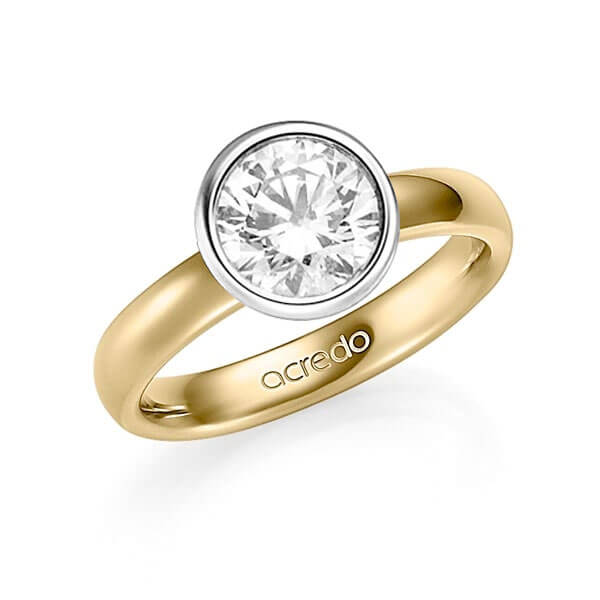 klassischer Trauring/Ehering in Gelbgold 585 mit 2 ct. Brillant tw, si von acredo
