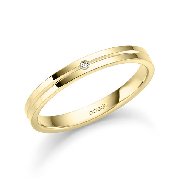 klassischer Trauring/Ehering in Gelbgold 585 mit zus. 0,008 ct. Brillant tw, vs von acredo