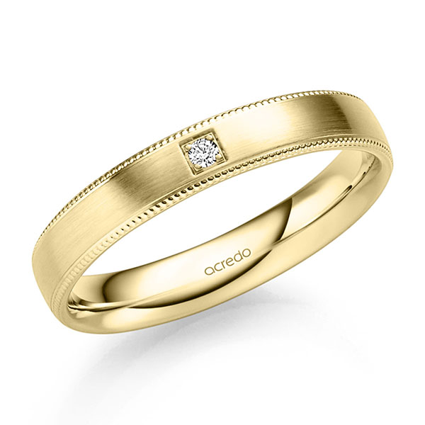 klassischer Trauring/Ehering in Gelbgold 585 mit zus. 0,025 ct. Brillant tw, si von acredo