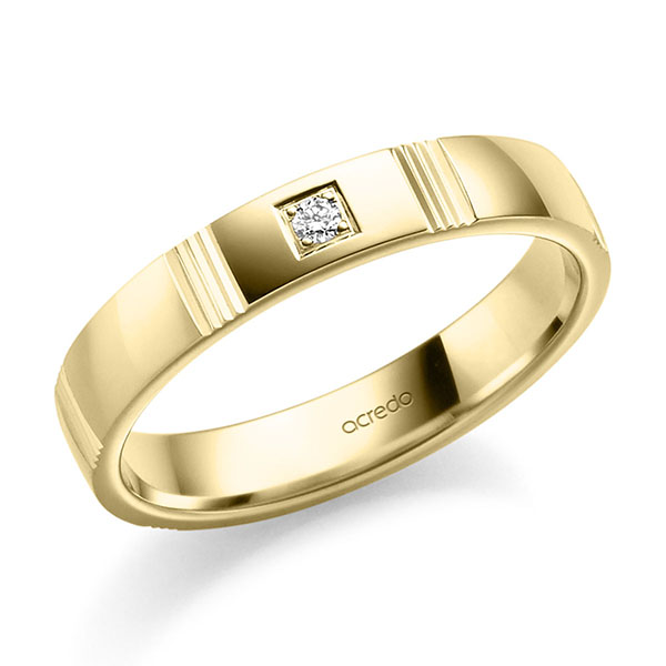 klassischer Trauring/Ehering in Gelbgold 585 mit zus. 0,025 ct. Brillant tw, vs von acredo
