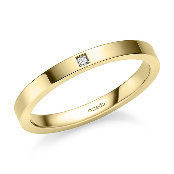 klassischer Trauring/Ehering in Gelbgold 585 mit zus. 0,02 ct. Prinzess-Diamant tw, vs von acredo - S-1368-4 klassischer Trauring/Ehering in Gelbgold 585 mit zus. 0,02 ct. Prinzess-Diamant tw, vs von acredo - S-1368-4