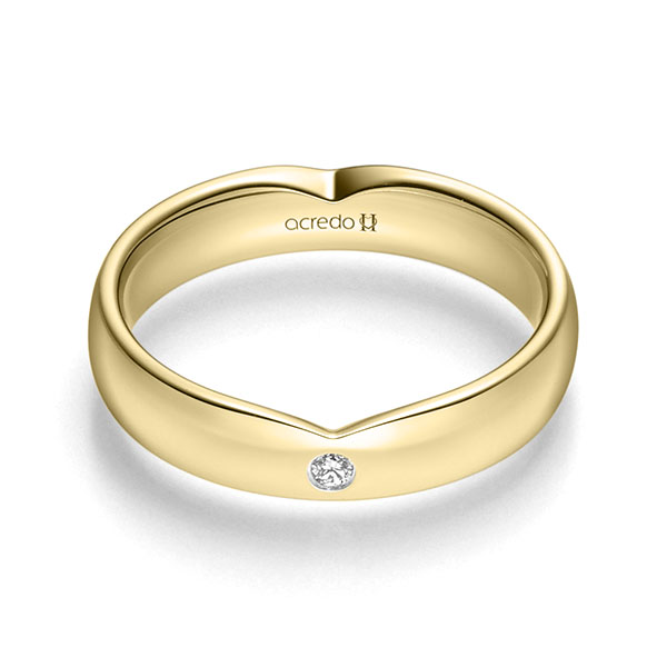 klassischer Trauring/Ehering in Gelbgold 585 mit zus. 0,03 ct. Brillant tw, si von acredo