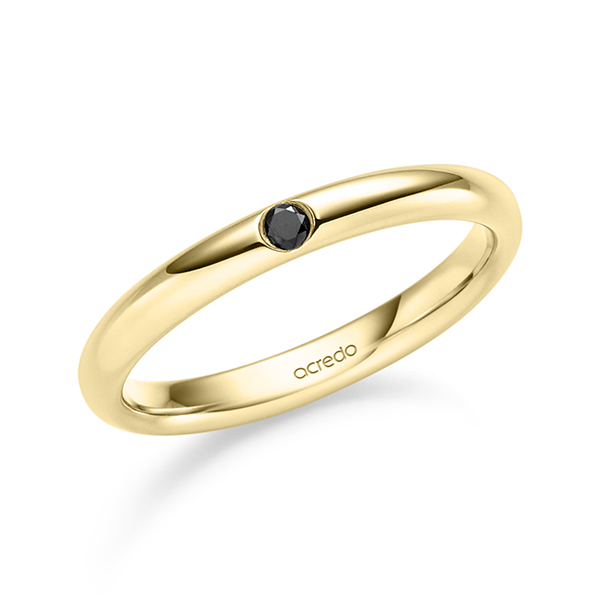 klassischer Trauring/Ehering in Gelbgold 585 mit zus. 0,04 ct. Brillant schwarz von acredo