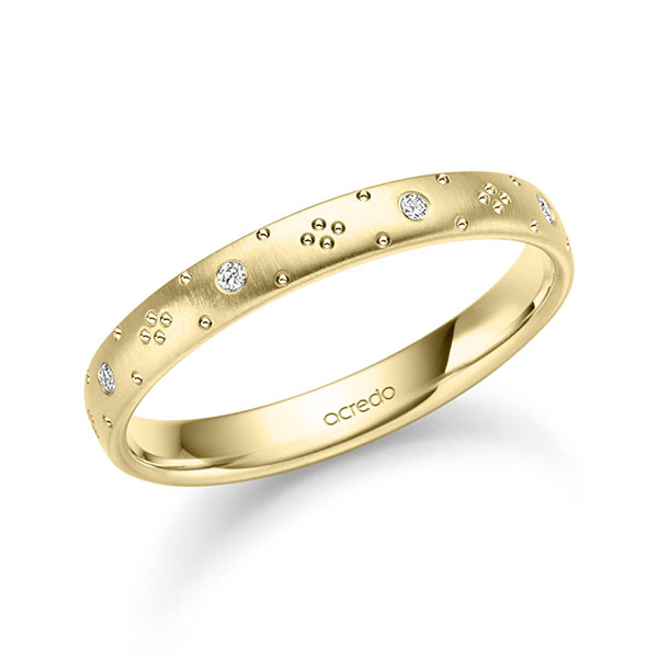 klassischer Trauring/Ehering in Gelbgold 585 mit zus. 0,072 ct. Brillant tw, vs von acredo