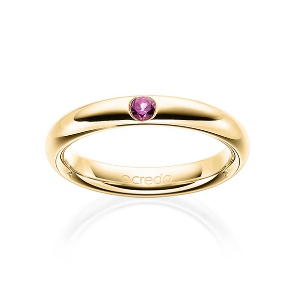 klassischer Trauring/Ehering in Gelbgold 585 mit zus. 0,08 ct. Brillant Saphir Pink (A 10) von acredo