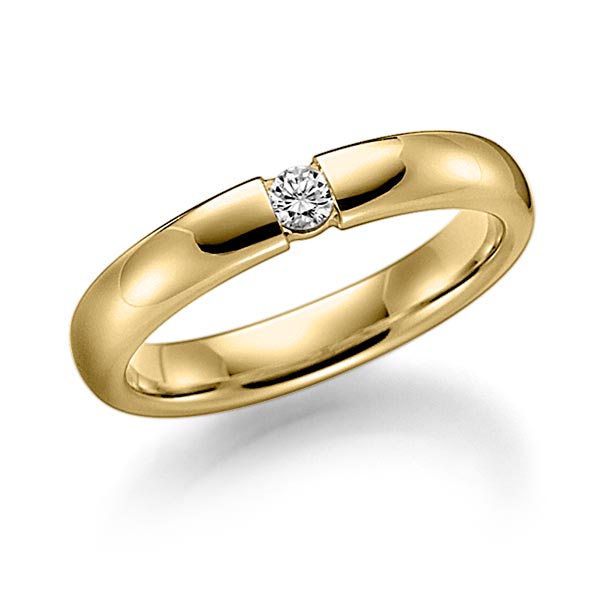 klassischer Trauring/Ehering in Gelbgold 585 mit zus. 0,08 ct. Brillant tw, si von Steinberg