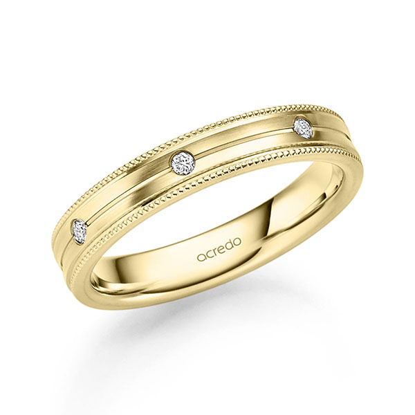 klassischer Trauring/Ehering in Gelbgold 585 mit zus. 0,105 ct. Brillant tw, si von acredo