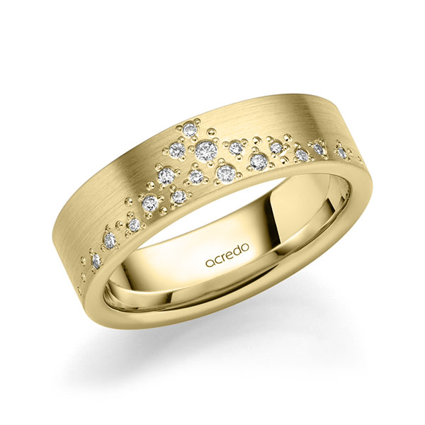 klassischer Trauring/Ehering in Gelbgold 585 mit zus. 0,114 ct. Brillant tw, si von acredo