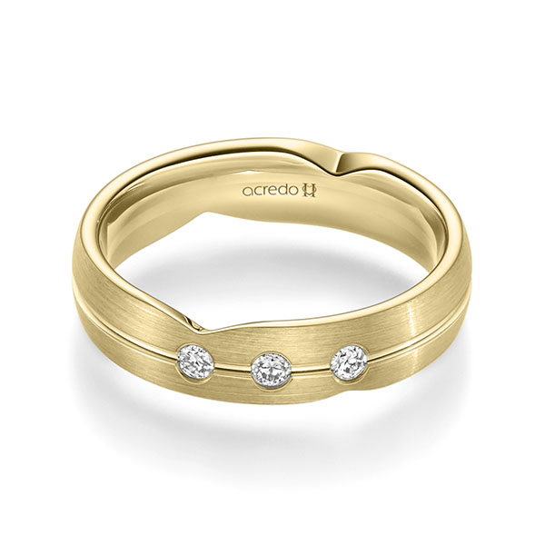 klassischer Trauring/Ehering in Gelbgold 585 mit zus. 0,12 ct. Brillant tw, si von acredo