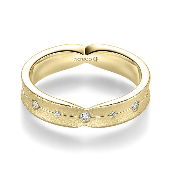 klassischer Trauring/Ehering in Gelbgold 585 mit zus. 0,175 ct. Brillant tw, si von acredo