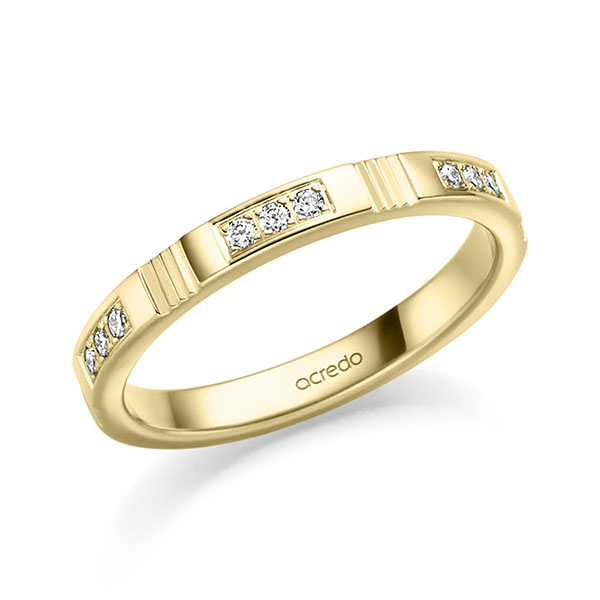 klassischer Trauring/Ehering in Gelbgold 585 mit zus. 0,18 ct. Brillant tw, vs von acredo