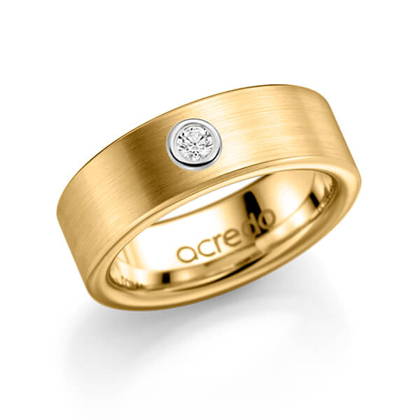 klassischer Trauring/Ehering in Gelbgold 585 mit zus. 0,1 ct. Brillant tw, si von acredo - A-1140-3
