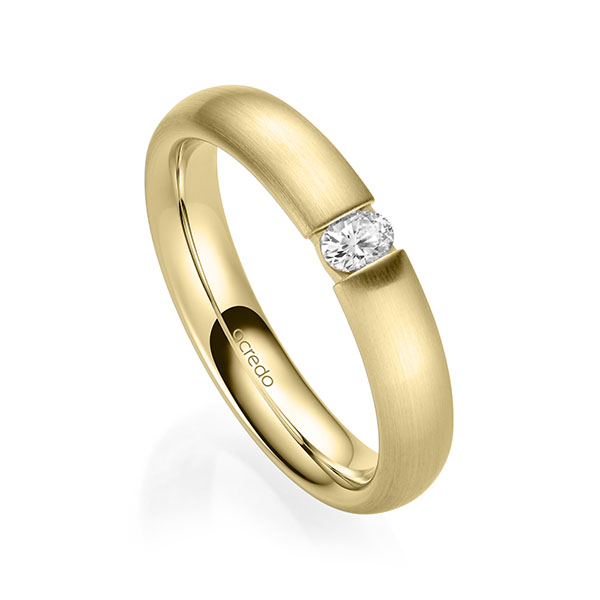 klassischer Trauring/Ehering in Gelbgold 585 mit zus. 0,1 ct. tw, vs von acredo