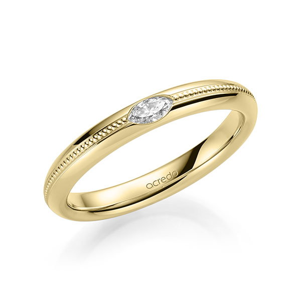 klassischer Trauring/Ehering in Gelbgold 585 mit zus. 0,1 ct. tw, vs von acredo