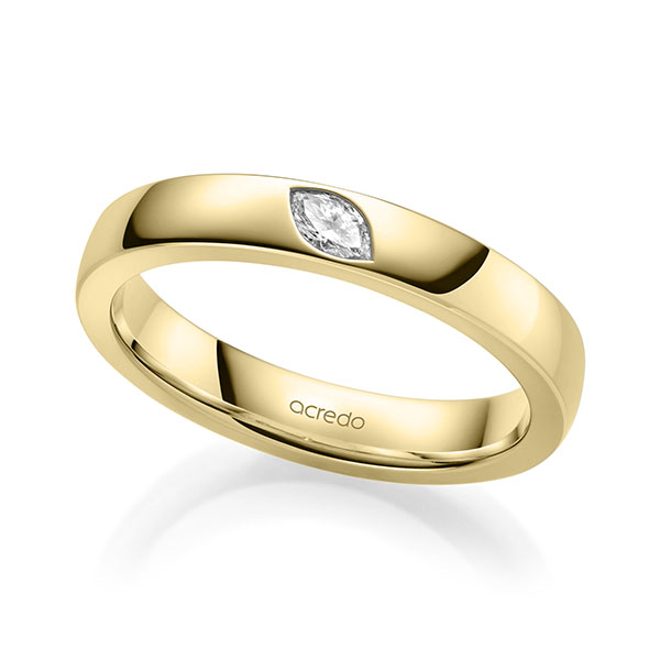 klassischer Trauring/Ehering in Gelbgold 585 mit zus. 0,1 ct. tw, vs von acredo