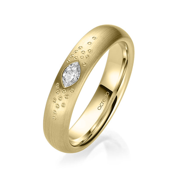 klassischer Trauring/Ehering in Gelbgold 585 mit zus. 0,1 ct. tw, vs von acredo