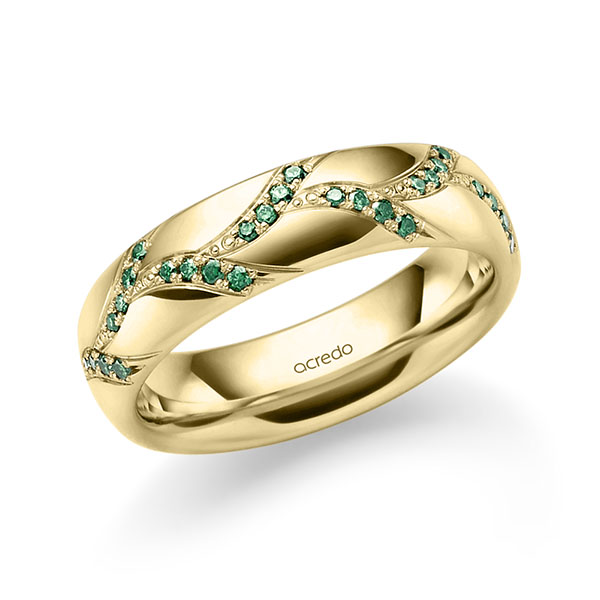 klassischer Trauring/Ehering in Gelbgold 585 mit zus. 0,208 ct. Brillant von acredo