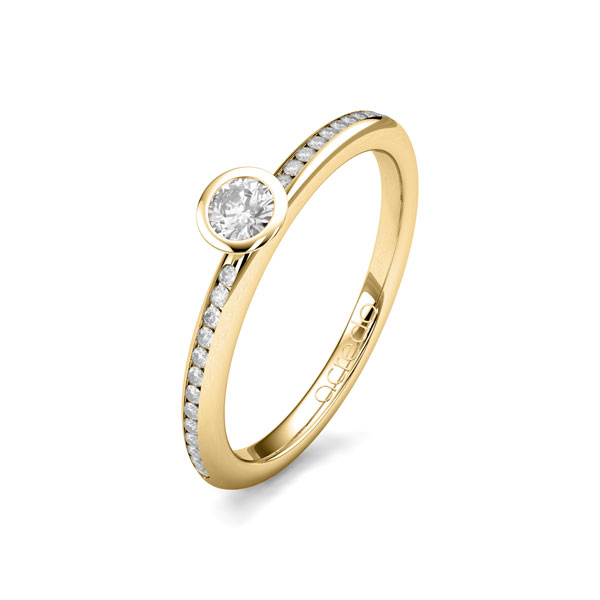 klassischer Trauring/Ehering in Gelbgold 585 mit zus. 0,23 ct. Brillant tw, si von acredo