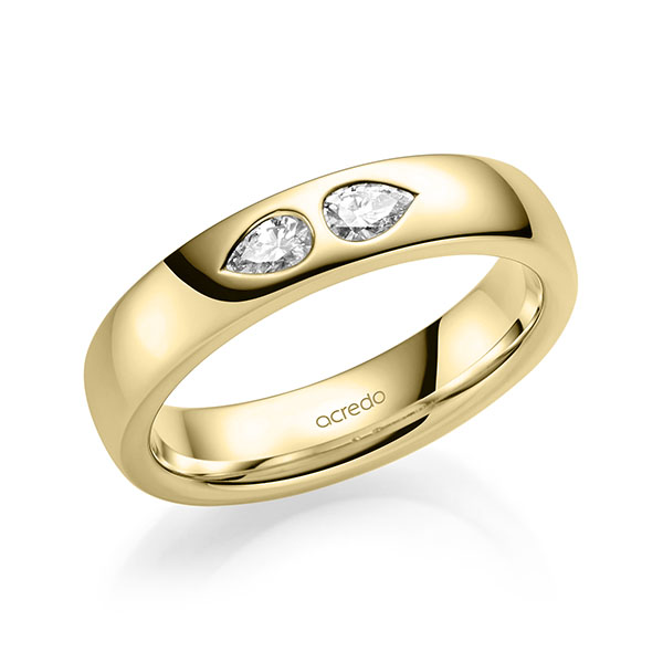klassischer Trauring/Ehering in Gelbgold 585 mit zus. 0,2 ct. tw, vs von acredo