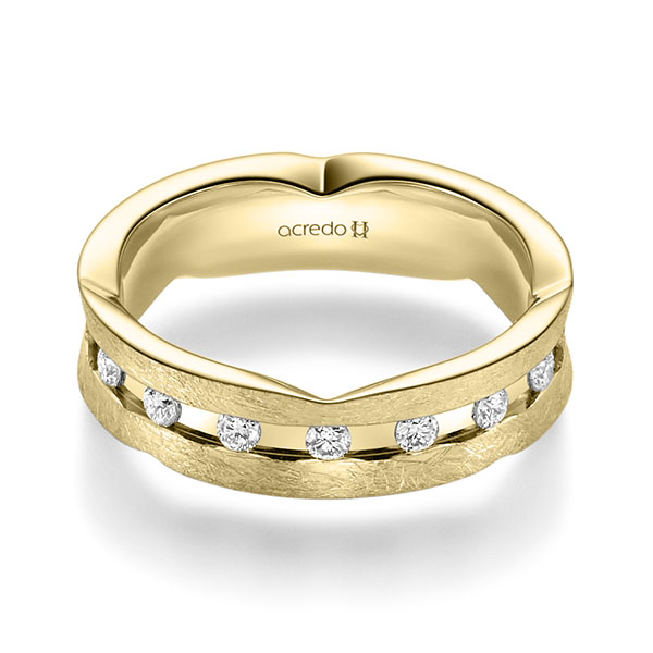 klassischer Trauring/Ehering in Gelbgold 585 mit zus. 0,48 ct. Brillant tw, si von acredo