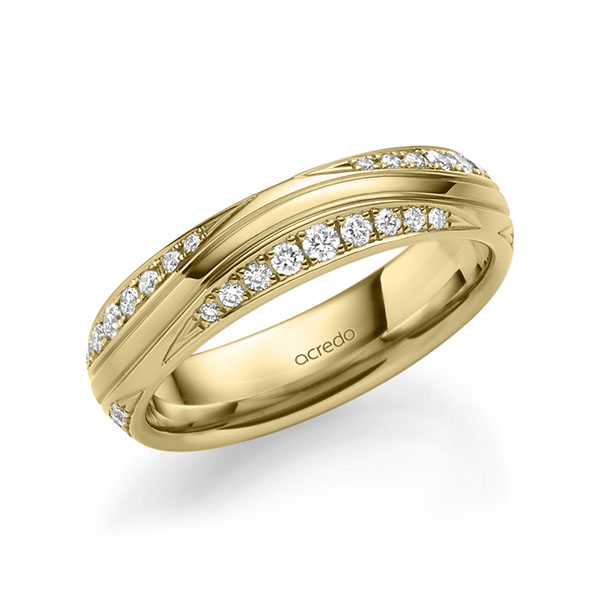 klassischer Trauring/Ehering in Gelbgold 585 mit zus. 0,576 ct. Brillant tw, si von acredo - A-1710-16