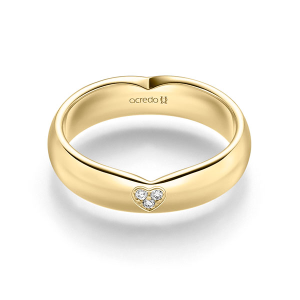 klassischer Trauring/Ehering in Gelbgold 750 mit zus. 0,03 ct. Brillant tw, si von acredo - A-2330-7