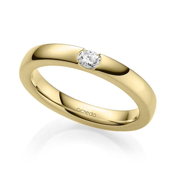 klassischer Trauring/Ehering in Gelbgold 750 mit zus. 0,1 ct. tw, vs von acredo - A-2140-6
