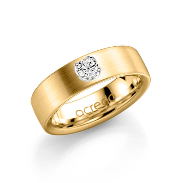 klassischer Trauring/Ehering in Gelbgold 750 mit zus. 0,25 ct. Brillant tw, si von acredo - A-1138-3
