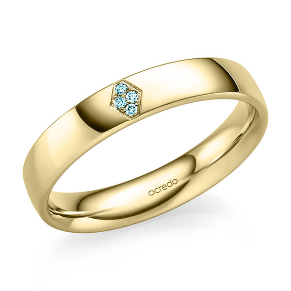 klassischer Trauring/Ehering in Gelbgold 916 mit zus. 0,032 ct. Brillant iceblue von acredo - S-1355-4