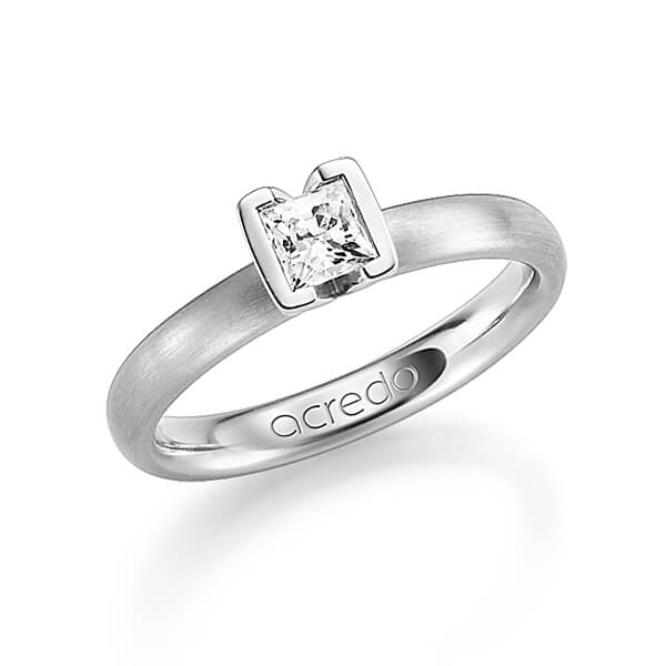 klassischer Trauring/Ehering in Graugold 585 mit 0,4 ct. Prinzess-Diamant tw, vs von acredo - A-1212-5