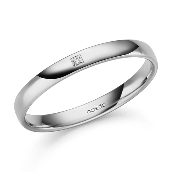 klassischer Trauring/Ehering in Graugold 585 mit zus. 0,008 ct. Brillant tw, si von acredo