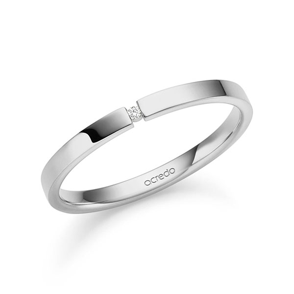 klassischer Trauring/Ehering in Graugold 585 mit zus. 0,008 ct. Brillant tw, si von acredo