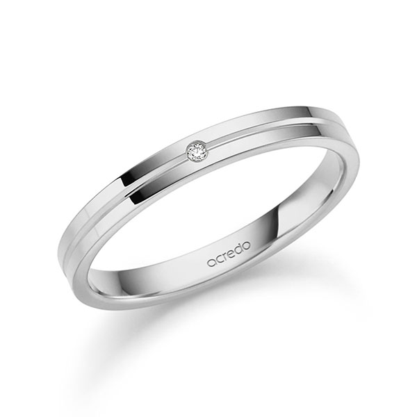 klassischer Trauring/Ehering in Graugold 585 mit zus. 0,008 ct. Brillant tw, si von acredo