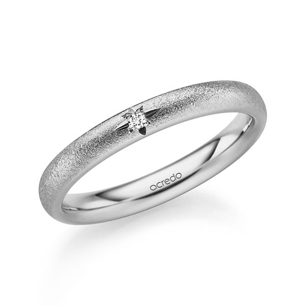 klassischer Trauring/Ehering in Graugold 585 mit zus. 0,015 ct. Brillant tw, si von acredo