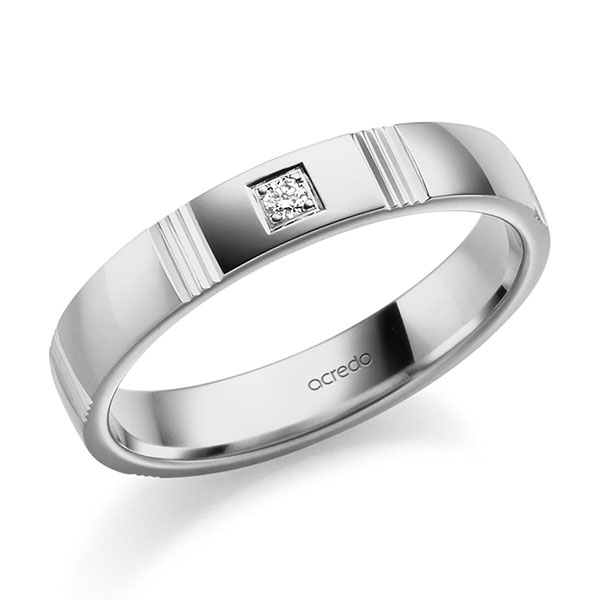 klassischer Trauring/Ehering in Graugold 585 mit zus. 0,025 ct. Brillant tw, vs von acredo