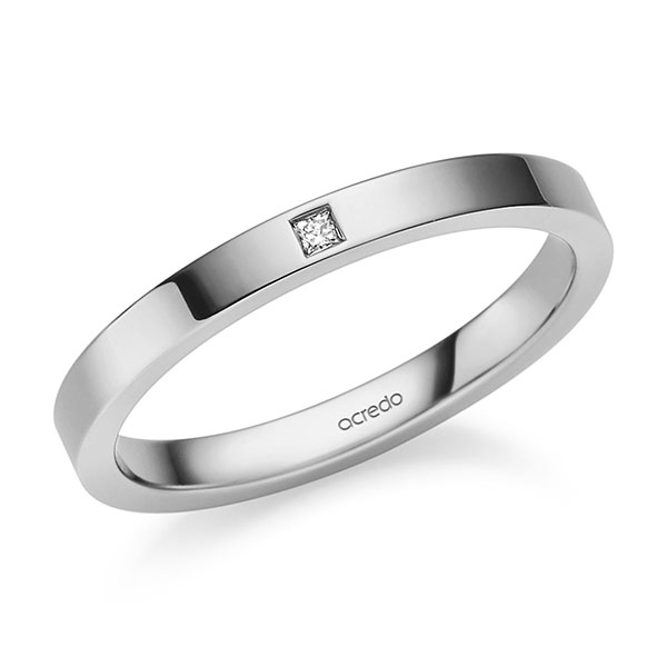 klassischer Trauring/Ehering in Graugold 585 mit zus. 0,02 ct. Prinzess-Diamant tw, vs von acredo