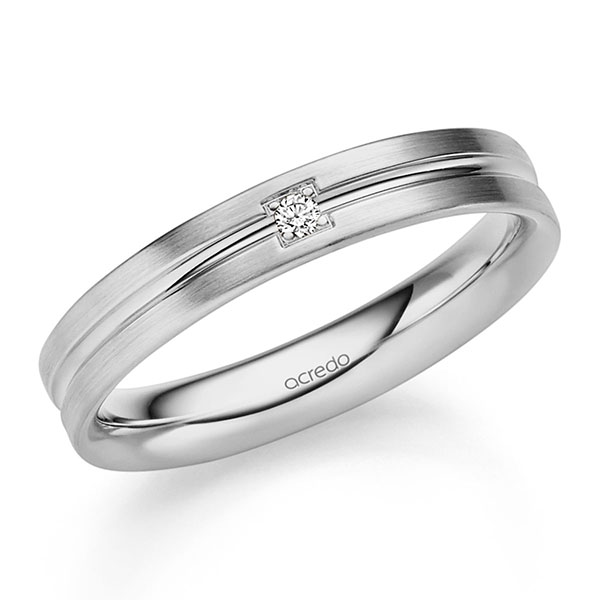 klassischer Trauring/Ehering in Graugold 585 mit zus. 0,03 ct. Brillant tw, si von acredo klassischer Trauring/Ehering in Graugold 585 mit zus. 0,03 ct. Brillant tw, si von acredo