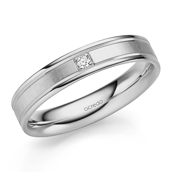 klassischer Trauring/Ehering in Graugold 585 mit zus. 0,03 ct. Brillant tw, si von acredo