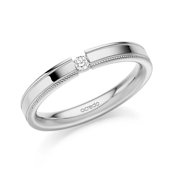 klassischer Trauring/Ehering in Graugold 585 mit zus. 0,05 ct. Brillant tw, si von acredo