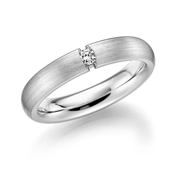 klassischer Trauring/Ehering in Graugold 585 mit zus. 0,05 ct. Brillant tw, si von Steinberg