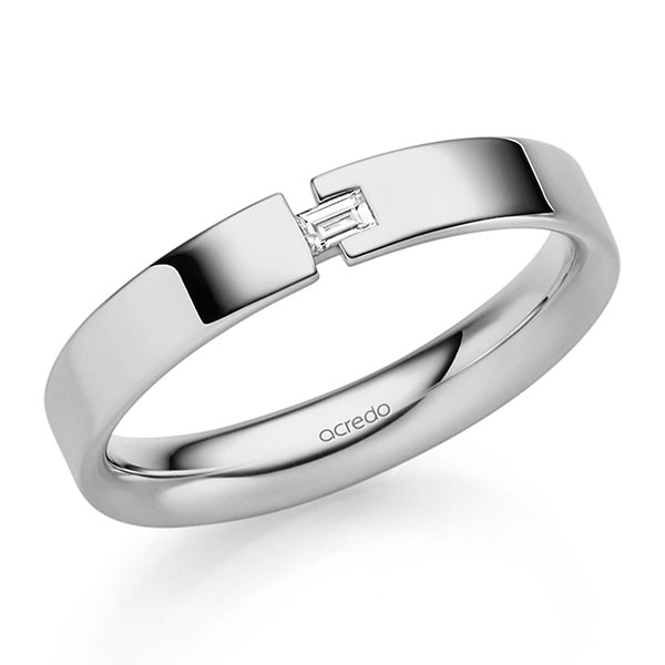 klassischer Trauring/Ehering in Graugold 585 mit zus. 0,07 ct. Baguette-Diamant tw, vs von acredo