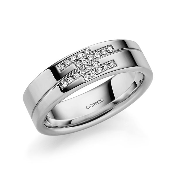 klassischer Trauring/Ehering in Graugold 585 mit zus. 0,11 ct. Brillant tw, si von acredo