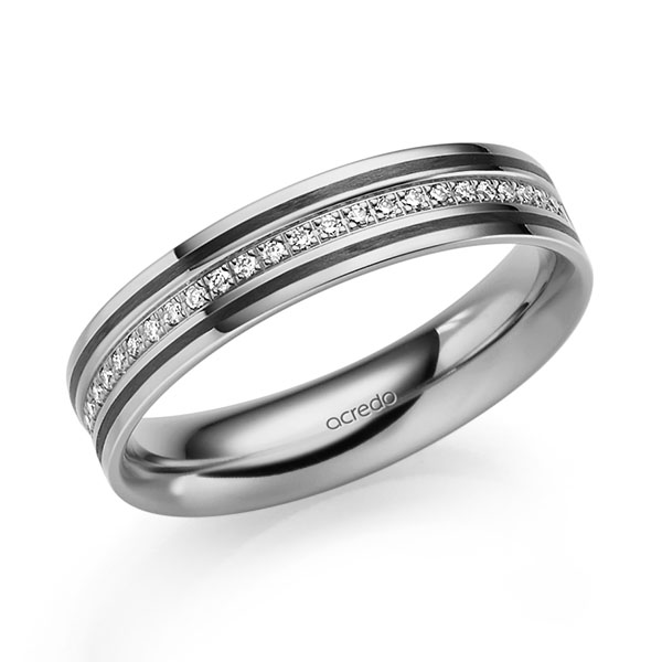 klassischer Trauring/Ehering in Graugold 585 mit zus. 0,135 ct. Brillant tw, si von acredo