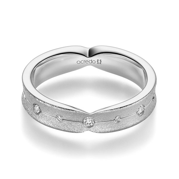 klassischer Trauring/Ehering in Graugold 585 mit zus. 0,175 ct. Brillant tw, si von acredo