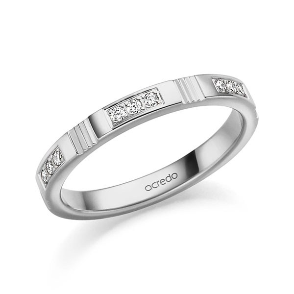 klassischer Trauring/Ehering in Graugold 585 mit zus. 0,18 ct. Brillant tw, vs von acredo