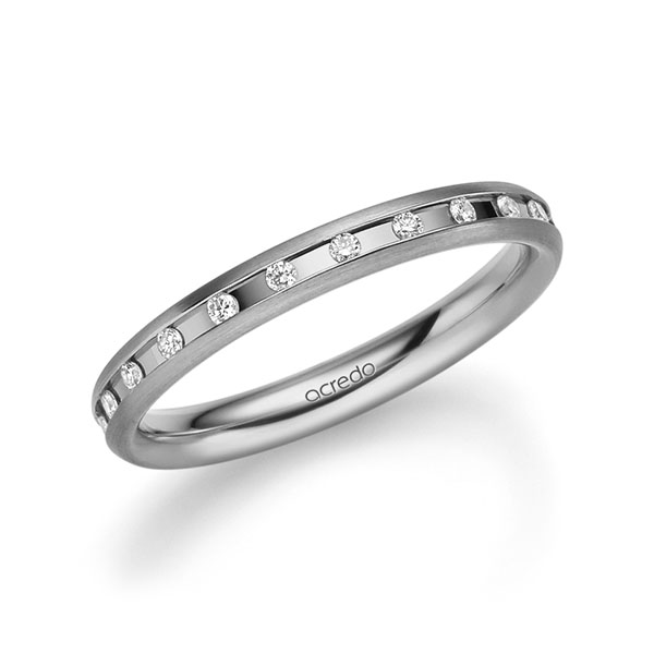 klassischer Trauring/Ehering in Graugold 585 mit zus. 0,22 ct. Brillant tw, si von acredo