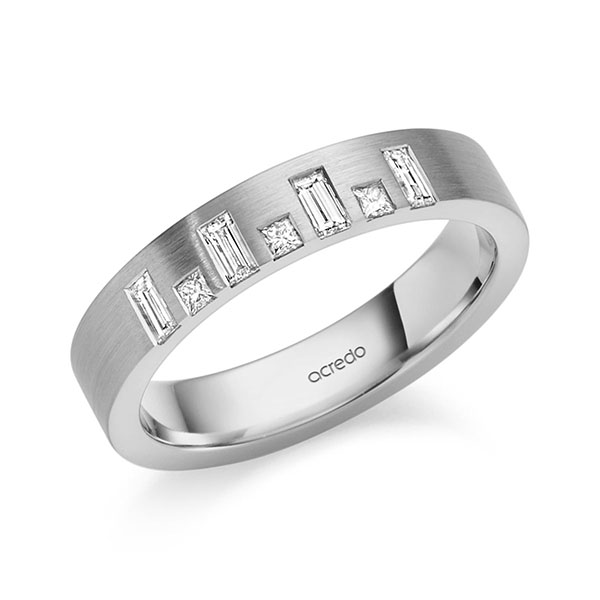 klassischer Trauring/Ehering in Graugold 585 mit zus. 0,26 ct. Prinzess-Diamant & Baguette-Diamant tw, vs von acredo - S-1367-2 klassischer Trauring/Ehering in Graugold 585 mit zus. 0,26 ct. Prinzess-Diamant & Baguette-Diamant tw, vs von acredo - S-1367-2