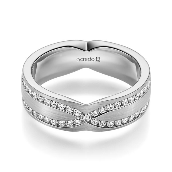 klassischer Trauring/Ehering in Graugold 585 mit zus. 0,46 ct. Brillant tw, si von acredo - A-2352-8