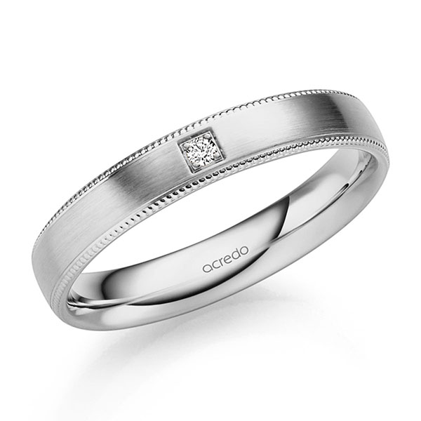 klassischer Trauring/Ehering in Graugold 750 mit zus. 0,025 ct. Brillant tw, si von acredo - S-1324-2